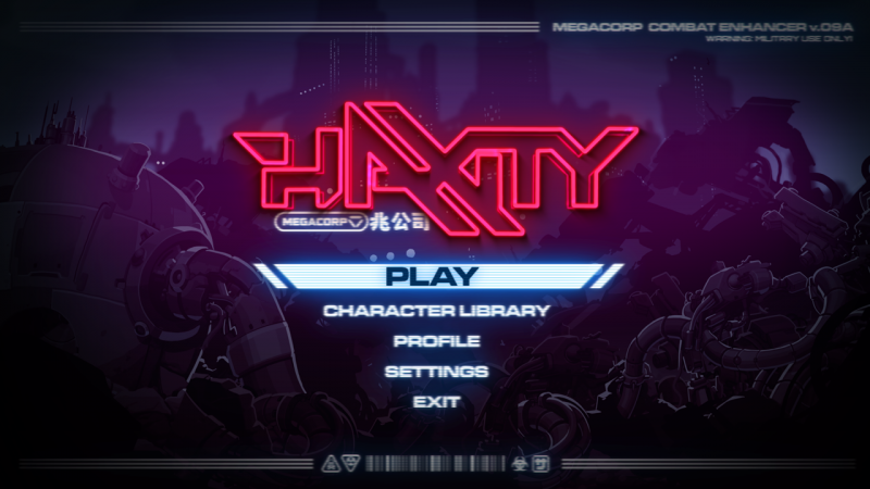 HAXITY – MAIN MENU